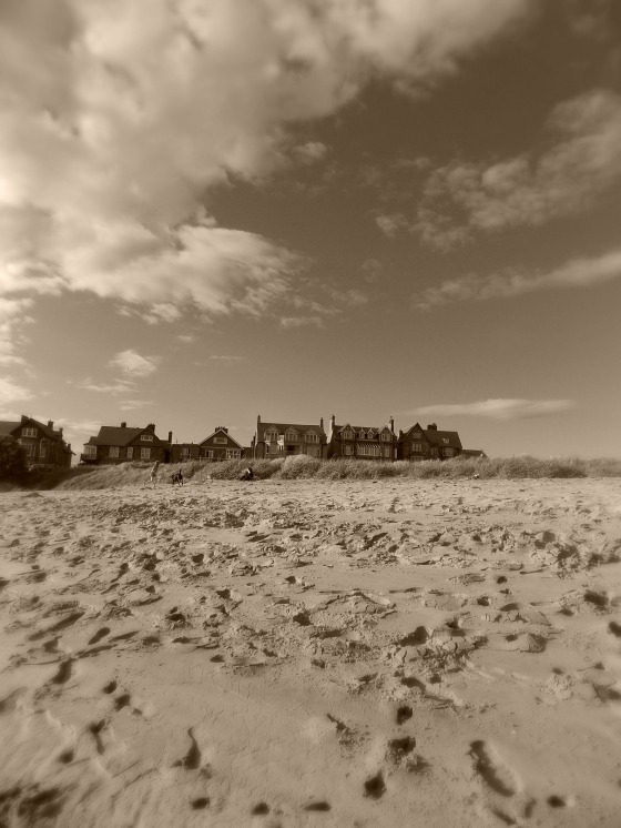 View of houses from Alnmouth Beach